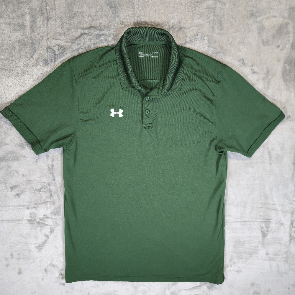 Under Armour Loose Heat Gear Polo Shirt Size Large Forest Green